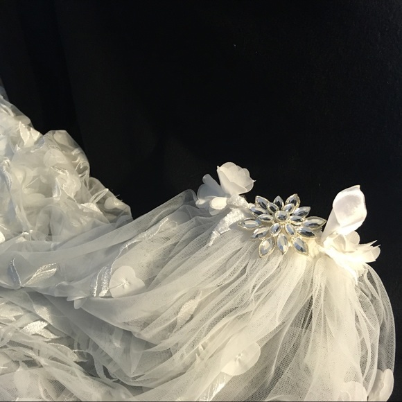 3D Floral Embroidered Tulle Wedding Veil - Picture 1 of 8